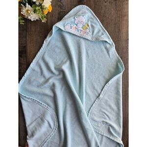 Vintage Cuddle Time Hooded Baby Bath Towel Teddy Bear Bathtime Embroidery